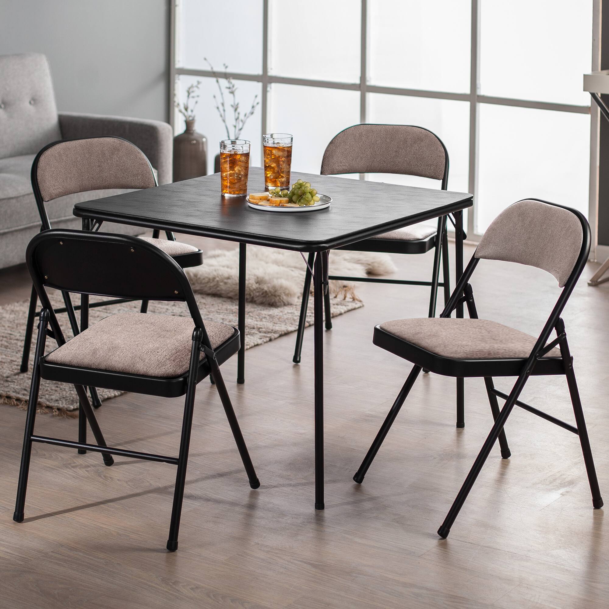 Alt View 3. MECO - MECO 4-Pack of Deluxe Corrin Fabric Padded Folding Chairs with 16 x 16 Inch Seat - Cinnabar.