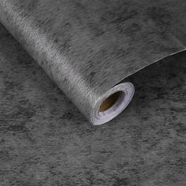 Unique Bargains - 23.6x197 Concrete Wallpaper, Cement Contact Paper, Vinyl Stained Matte Spot Textured Adhesive for Kitchen & Bathroom - Spot Dark Grey