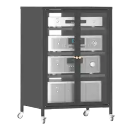 Dexmalle - Dexmalle-Media Storage Cabinet with Wheels,Heavy-Duty Steel Frame - Black