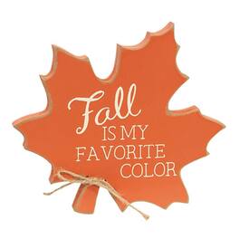 BreeBe - Fall Is My Favorite Color Wooden Leaf Sitter - Orange, White