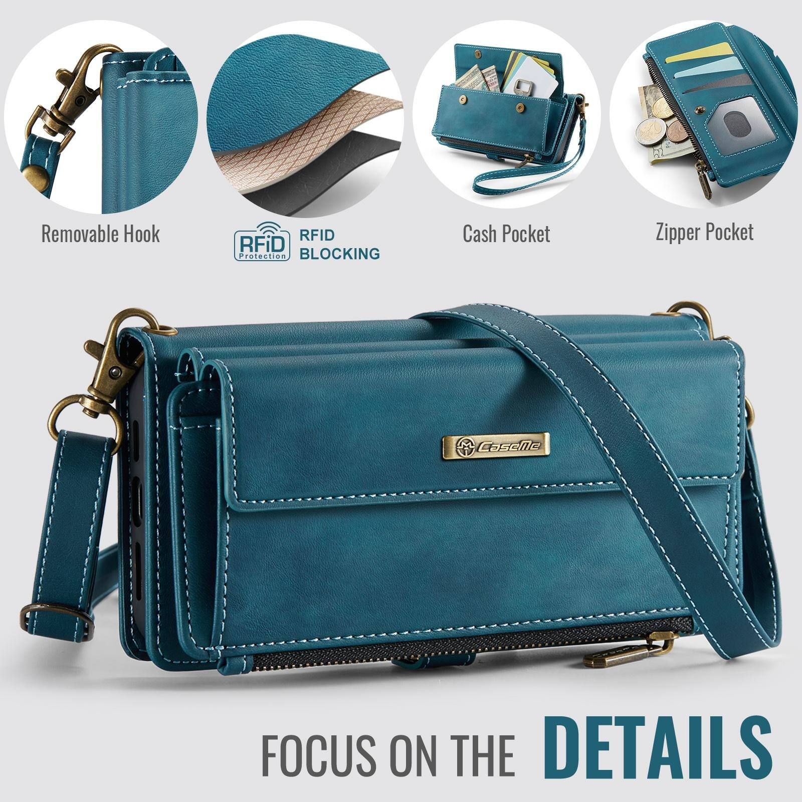 Removable Hook  
RFID Protection BLOCKING  
Cash Pocket  
Zipper Pocket  
CaseMe  
FOCUS ON THE DETAILS
