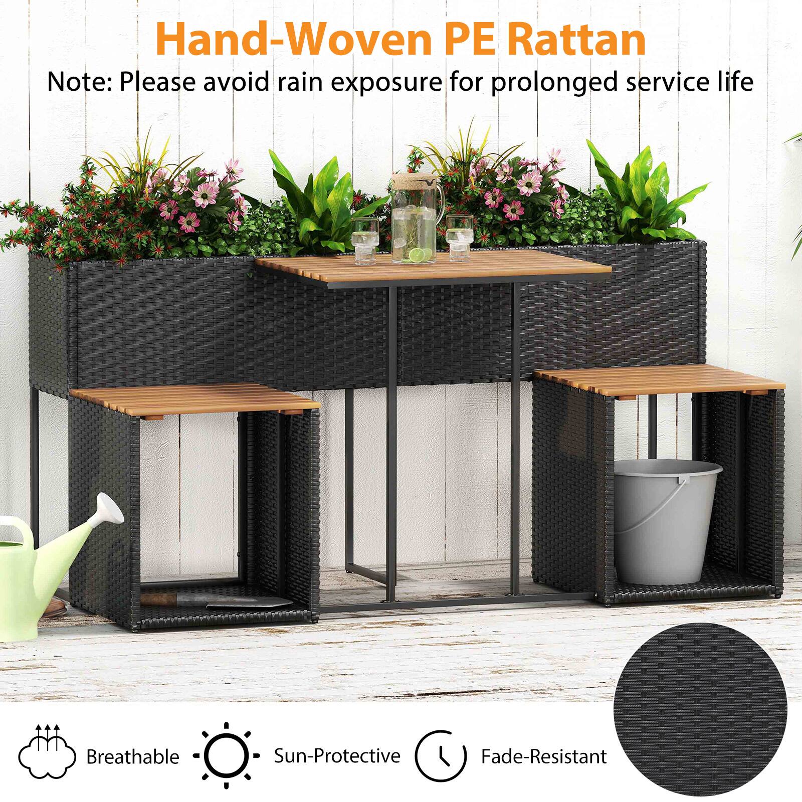 Hand-Woven PE Rattan  
Note: Please avoid rain exposure for prolonged service life  

Breathable  
Sun-Protective  
Fade-Resistant