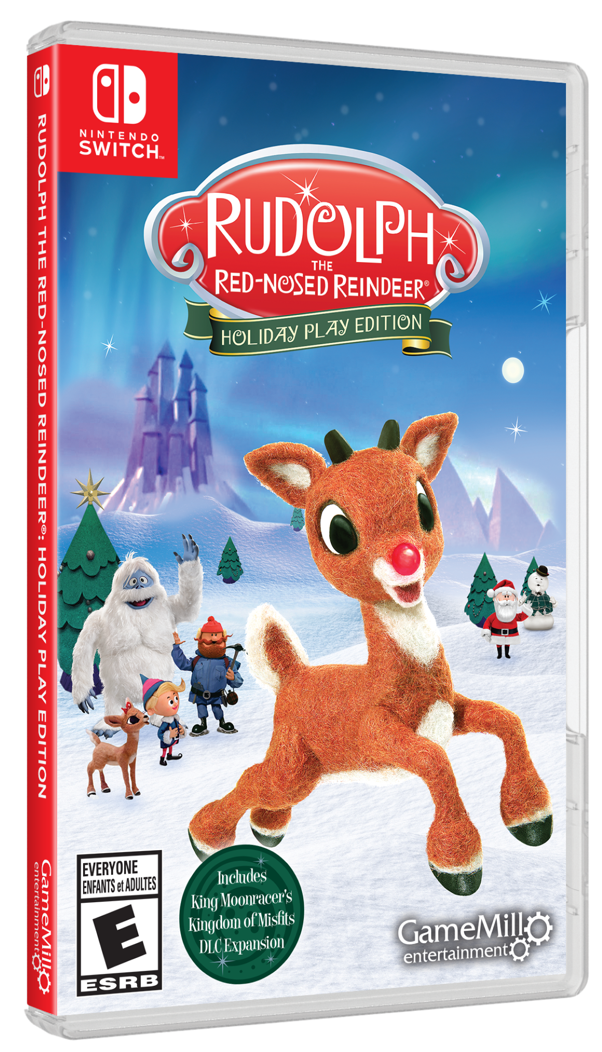 NINTENDO SWITCH RUDOLPH THE RED-NOSED REINDEER HOLIDAY PLAY EDITION Includes KING MOONRACER'S ENTERTAINMENT. GameMill E Kingdom DLC Expansion of Misfits GameMill entertainment ESRB EVERYONE Includes ENFANTS et ADULTES