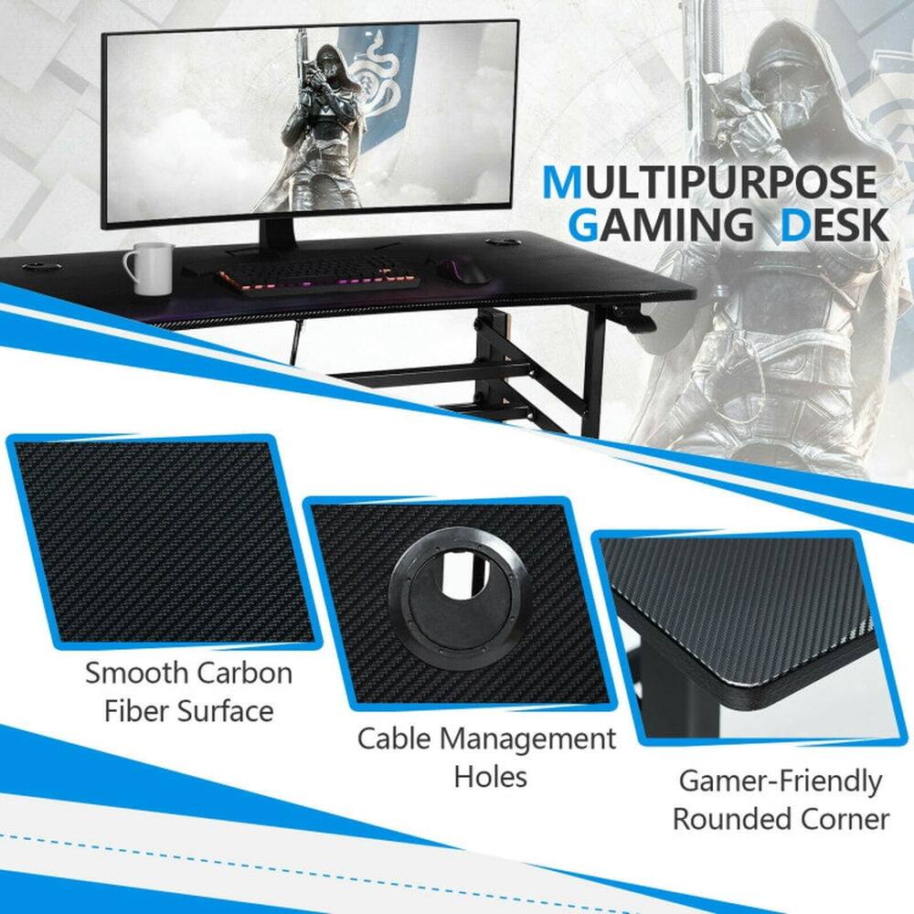 MULTIPURPOSE GAMING DESK

- Smooth Carbon Fiber Surface
- Cable Management Holes
- Gamer-Friendly Rounded Corner