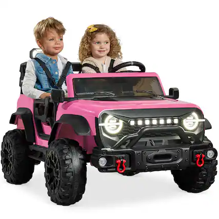 Front. Best Choice Products - Best Choice Products Kids 24V 2-Seater Electric Ride-On Car Truck w/ Parent Control, Bluetooth, LED Lights - Pink - Pink.