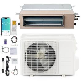 Winado - 17000 BTU Smart WIFI Ducted Mini Split AC/Heating System with Inverter, 23 SEER2 Concealed Duct Air Conditioner - White