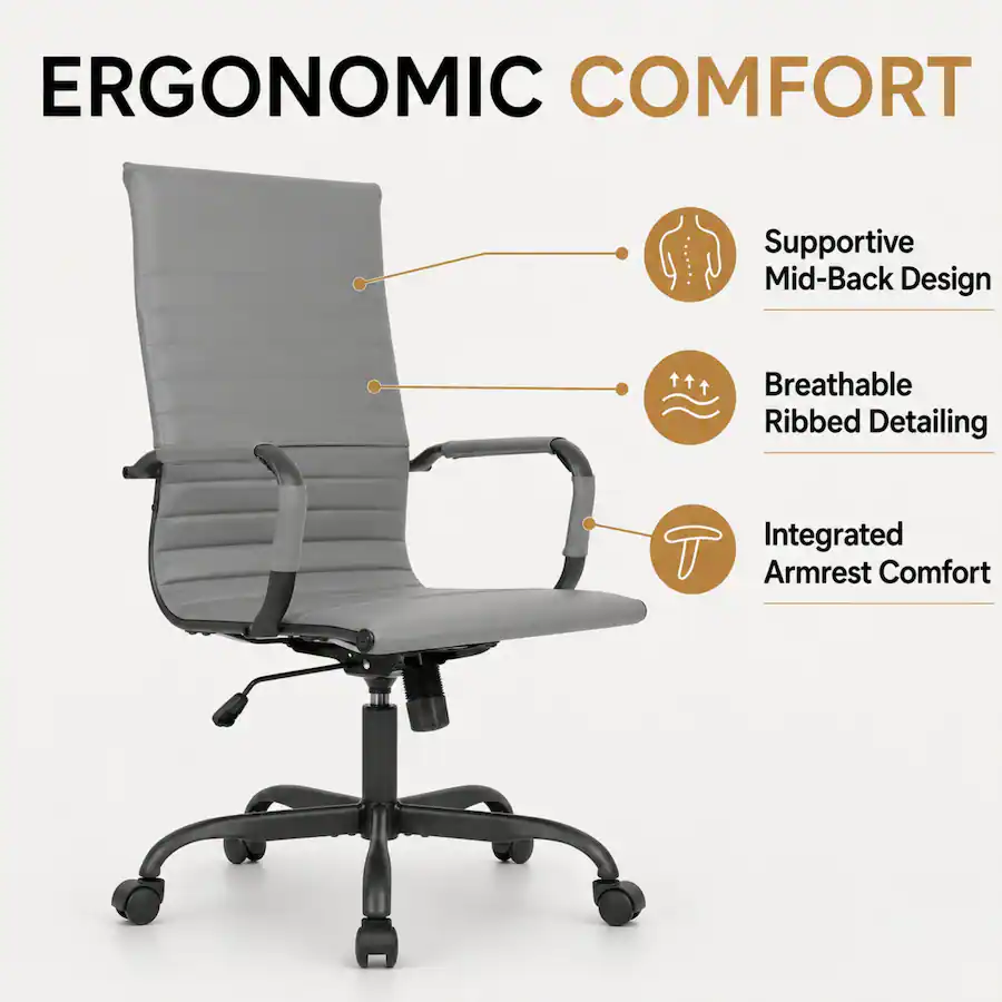 Variable Tension Control LeisureMod Harris Ergonomic High Back Leather Upholstered Office Chair ...