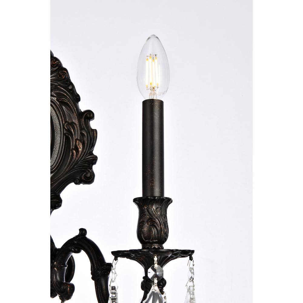 Alt View 5. Elegant Lighting - Monarch 3 light Dark Bronze Wall Sconce Clear Royal Cut Crystal - Dark Bronze.
