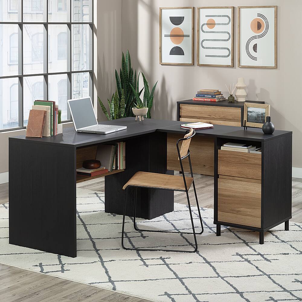 Sova L-Shape Executive Desk Upper Square Color (Top/Frame): Brown/Black