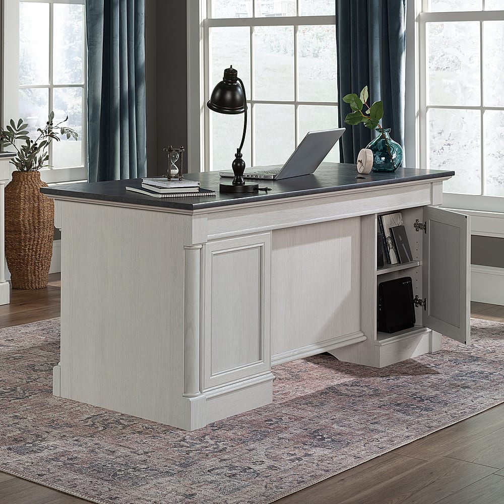 Left View: Sauder - Palladia Computer Desk - White/Black