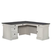 Sauder - Palladia L-Shaped Desk - White/Black - Front_Zoom