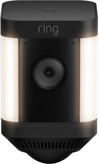 Front. Ring - Spotlight Cam Plus Outdoor/Indoor Wireless 1080p Battery Surveillance Camera - Black.