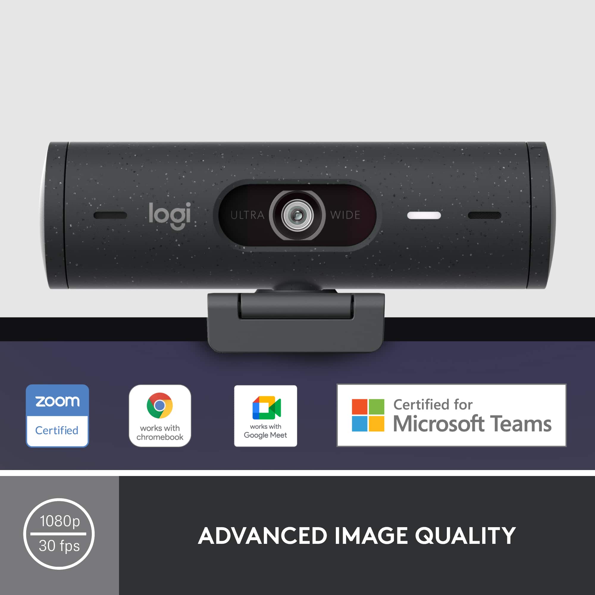Logi Ultra Wide Zoom Certified for Microsoft Teams 1080p 30 fps Advanced Image Quality.