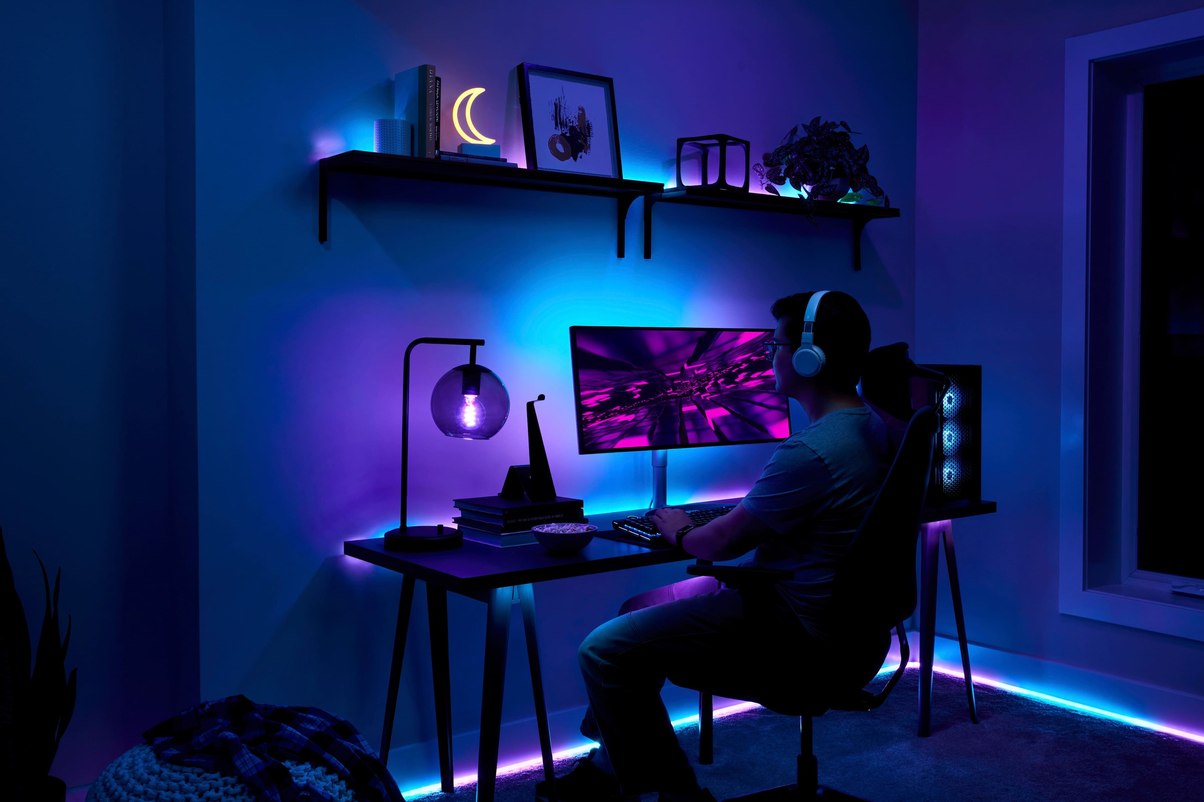 Alt View 12. GE - CYNC 8 foot Outdoor Bluetooth/Wi-Fi Color Changing Smart LED Light Strip Extension (Power Supply Sold Separately) - Full Color.