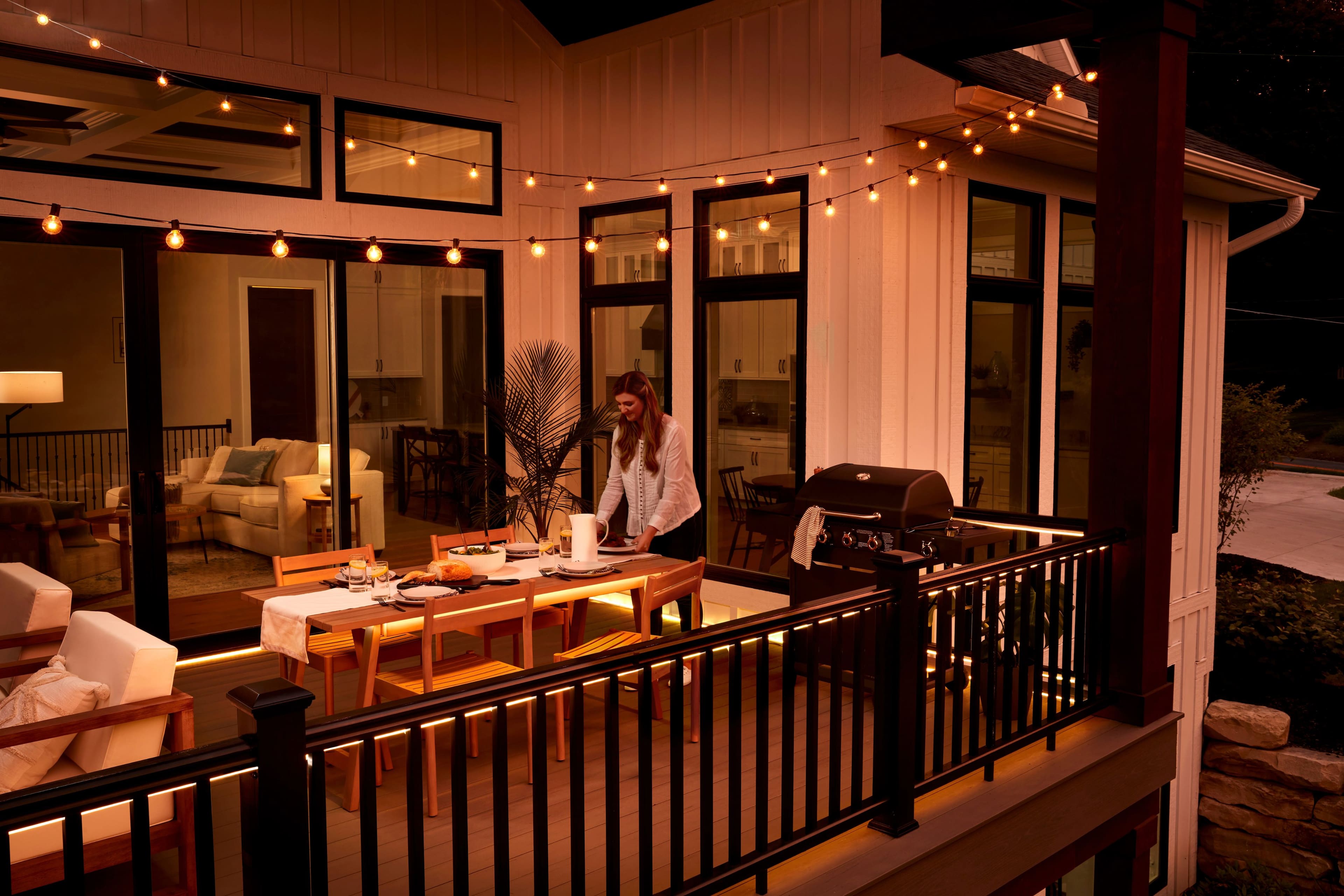 Alt View 14. GE - CYNC 8 foot Outdoor Bluetooth/Wi-Fi Color Changing Smart LED Light Strip Extension (Power Supply Sold Separately) - Full Color.