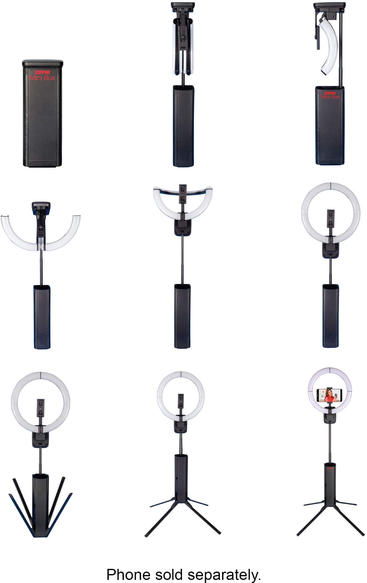 Alt View 11. Sunpak - Mini Box Self-Storing Collapsible Bi-Color Vlogging Kit.