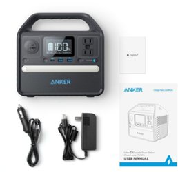 Anker - Powerhouse 521 (200W Battery Powered) 256Wh Portable Power Station - Black - Front_Zoom