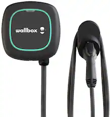 Front. Wallbox - Cable Pulsar Plus J1772 Level 2 Hardwired Electric Vehicle (EV) Charger up to 48A - 25' - Black.