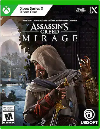 Xbox Series X
Xbox One
SMART DELIVERY
A UBISOFT ORIGINAL | UNE CRÉATION ORIGINALE UBISOFT
ASSASSIN'S CREED MIRAGE
MATURE 17+
JEUNES ADULTES 17+
M ESRB
UBISOFT - M (Mature 17+)