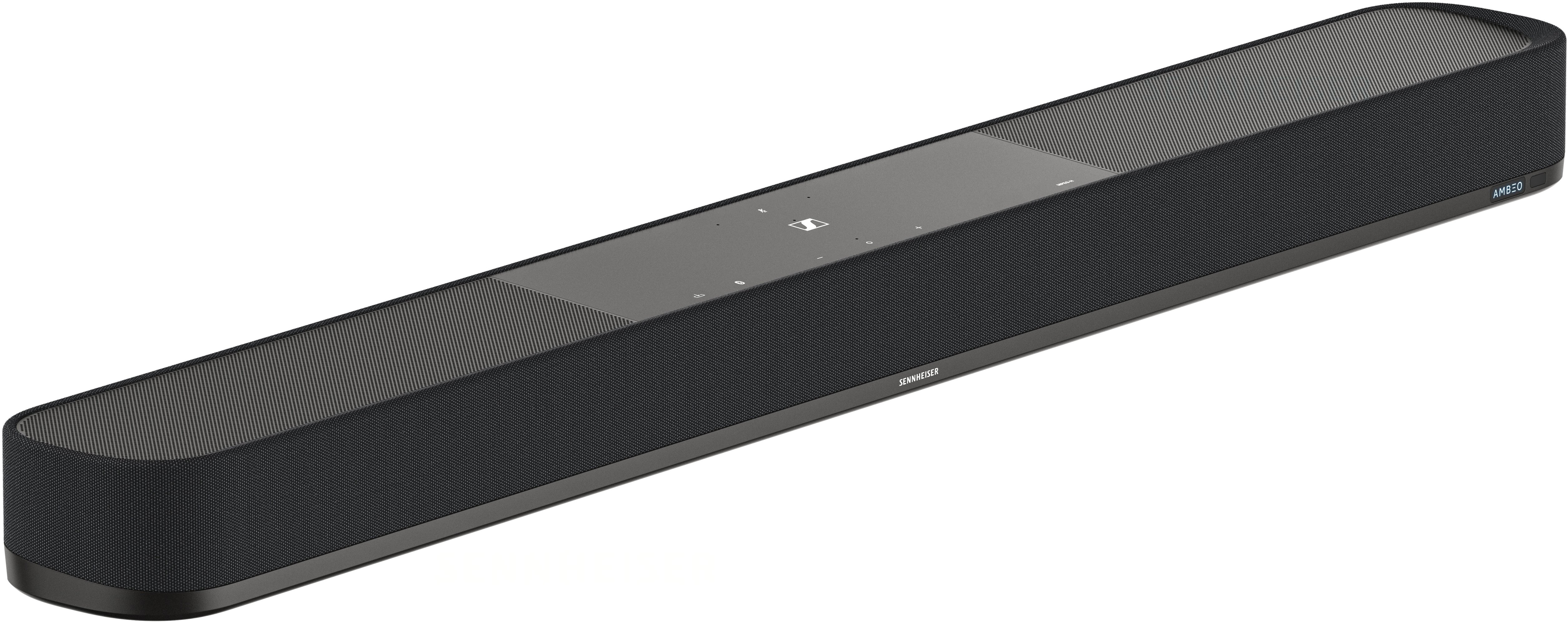 Angle View: Sennheiser - AMBEO Soundbar | Plus  7.1.4 Channel Soundbar Dual Built-in Subwoofers with Advanced Streaming Connectivity - Black