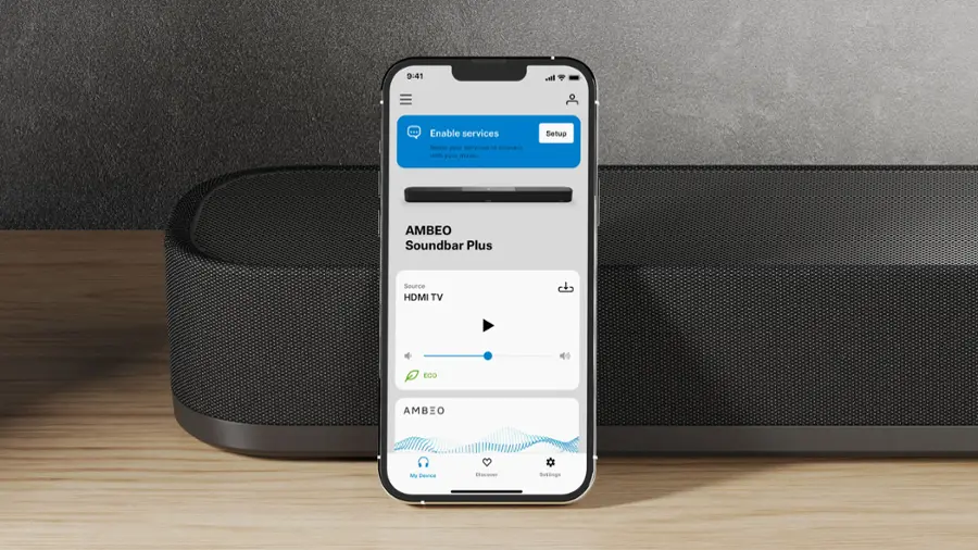 Alt View 15. Sennheiser - AMBEO Soundbar | Plus  7.1.4 Channel Soundbar Dual Built-in Subwoofers with Advanced Streaming Connectivity - Black.