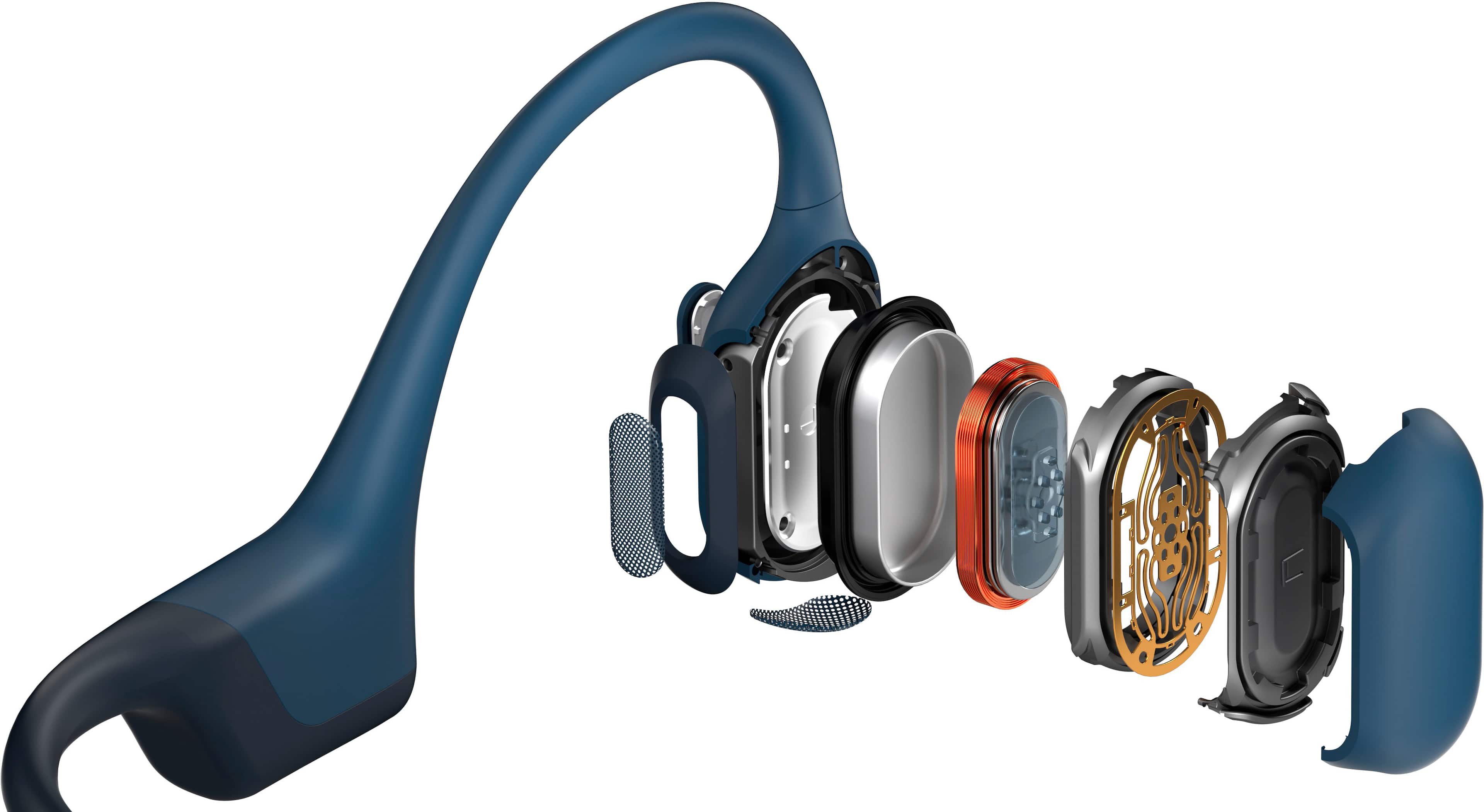 Alt View 11. Shokz - OpenRun Pro Premium Bone Conduction Open-Ear Sport Headphones - Steel Blue.