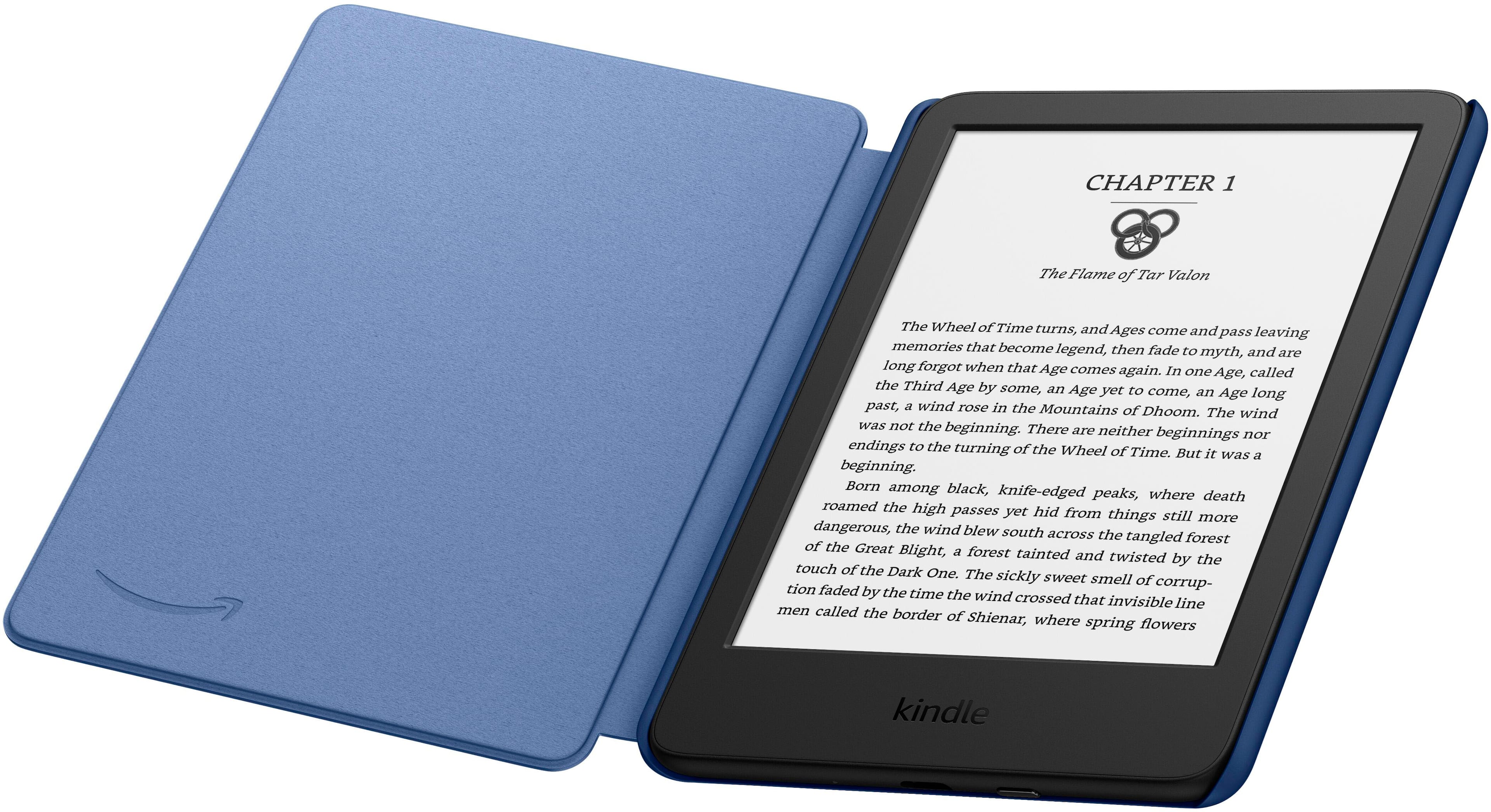 Angle. Amazon - Kindle Fabric E-Reader Case (11th Gen, 2022 release—will not fit Kindle Paperwhite or Kindle Oasis) - Blue.