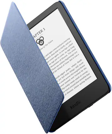 Front. Amazon - Kindle Fabric E-Reader Case (11th Gen, 2022 release—will not fit Kindle Paperwhite or Kindle Oasis) - Blue.