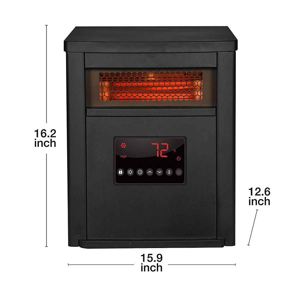 Angle View: Lifesmart - 6-Element Infrared Heater with Steel Cabinet - Black