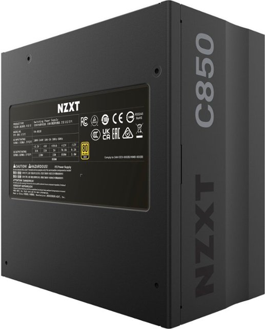 Front. NZXT - C-850 ATX Gaming Power Supply - Black.