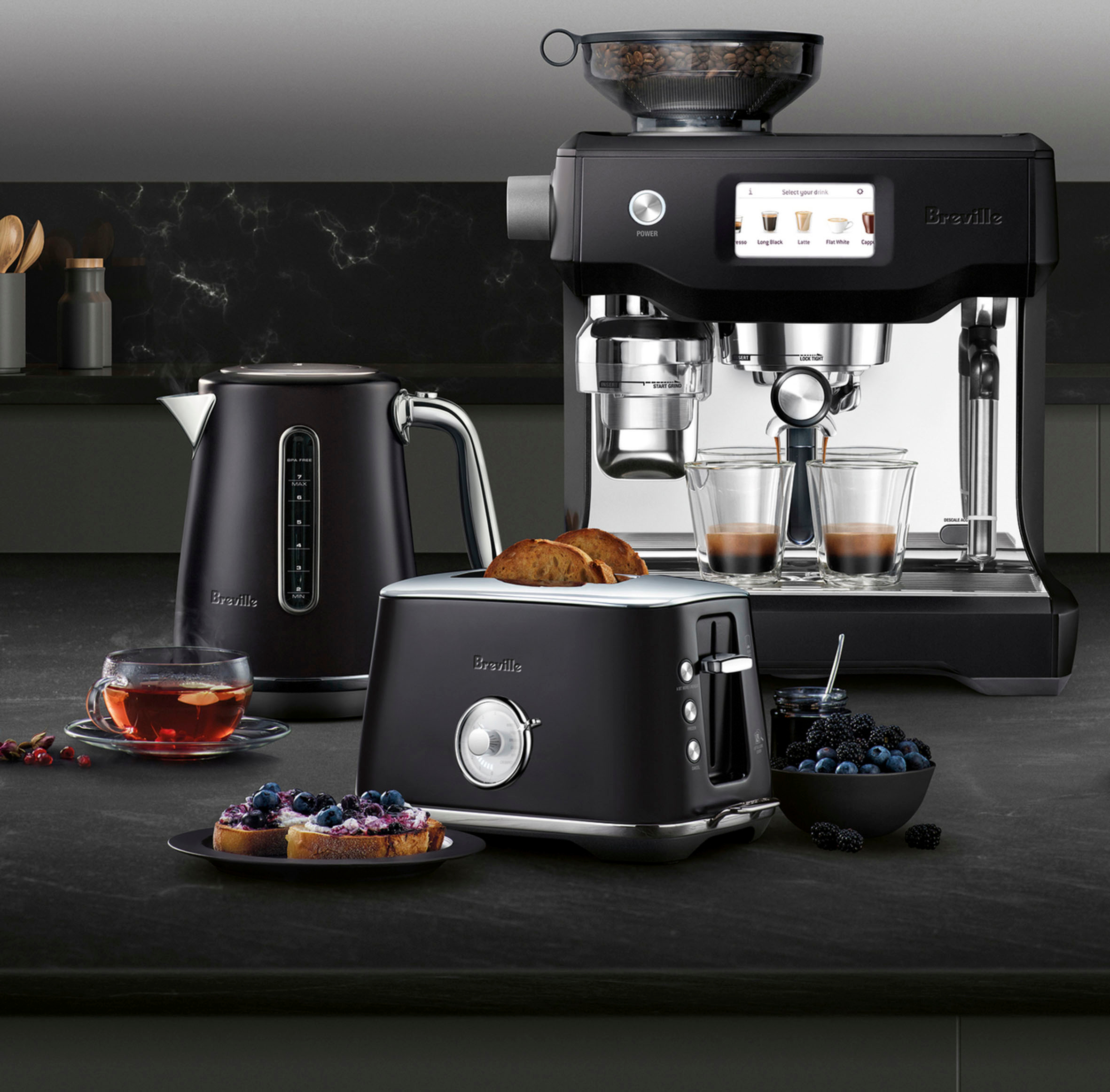 Left View: Breville - the Barista Touch - Damson Blue