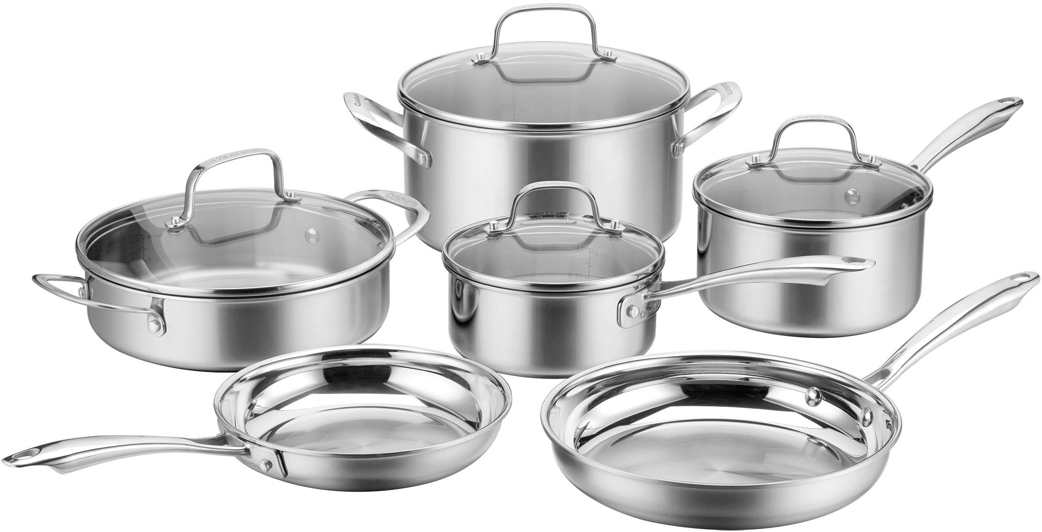 Cuisinart - Classic Tri-Ply 10-Piece Cookware Set - Stainless Steel