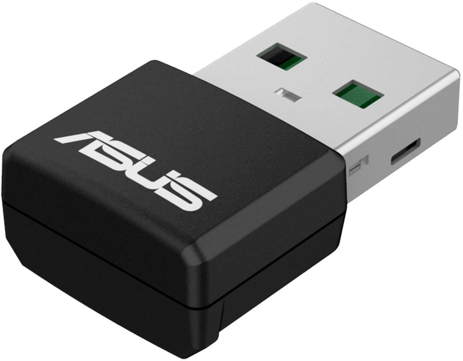 Left View: ASUS - Dual-Band WiFi 6 AX1800 USB Network Adapter – Black - Black