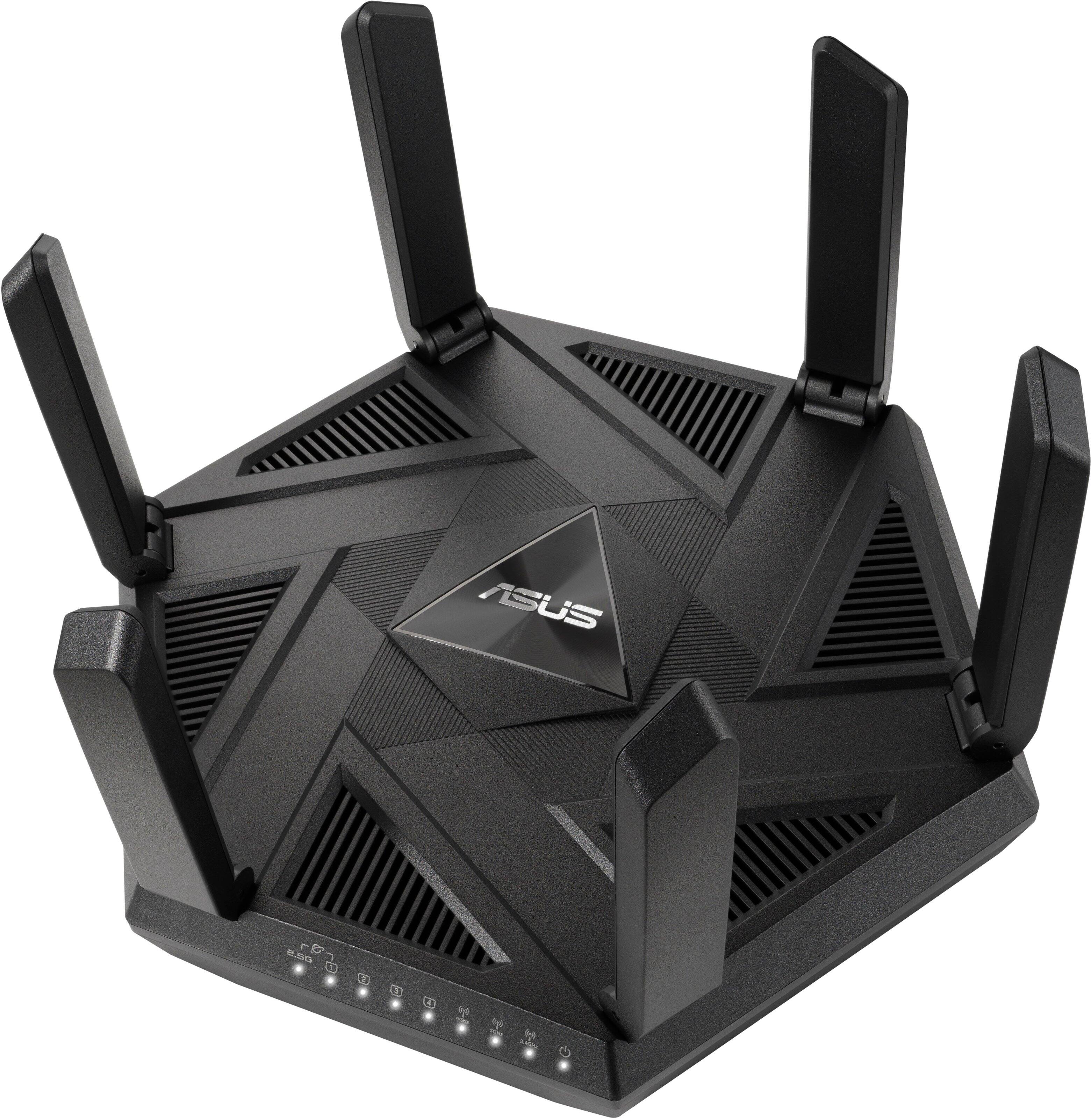 Left. ASUS - RT AXE7800 Tri-Band Wi-Fi Router - Black.