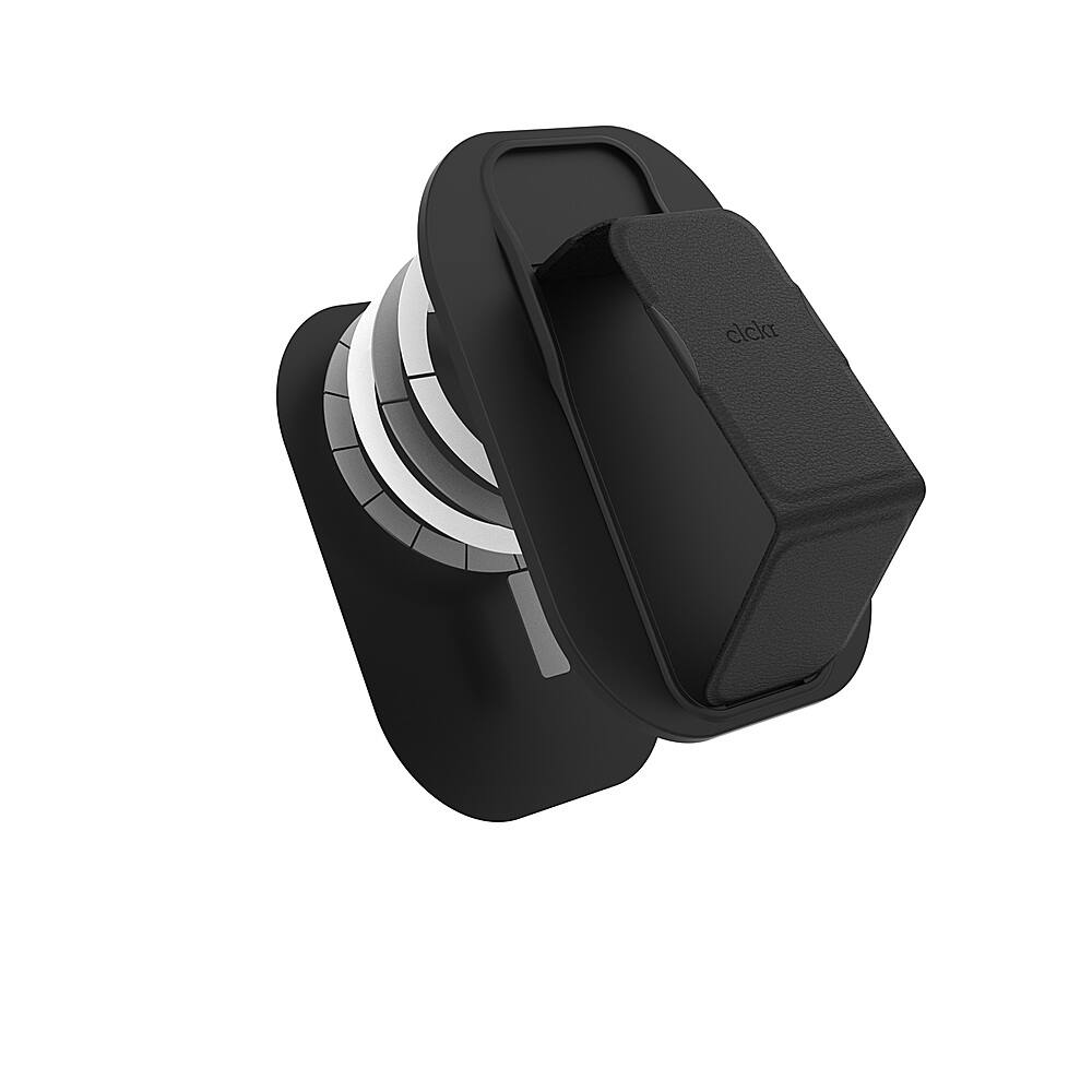 Angle. CLCKR - Phone Grip and Stand for MagSafe Compatible Phones - Black.