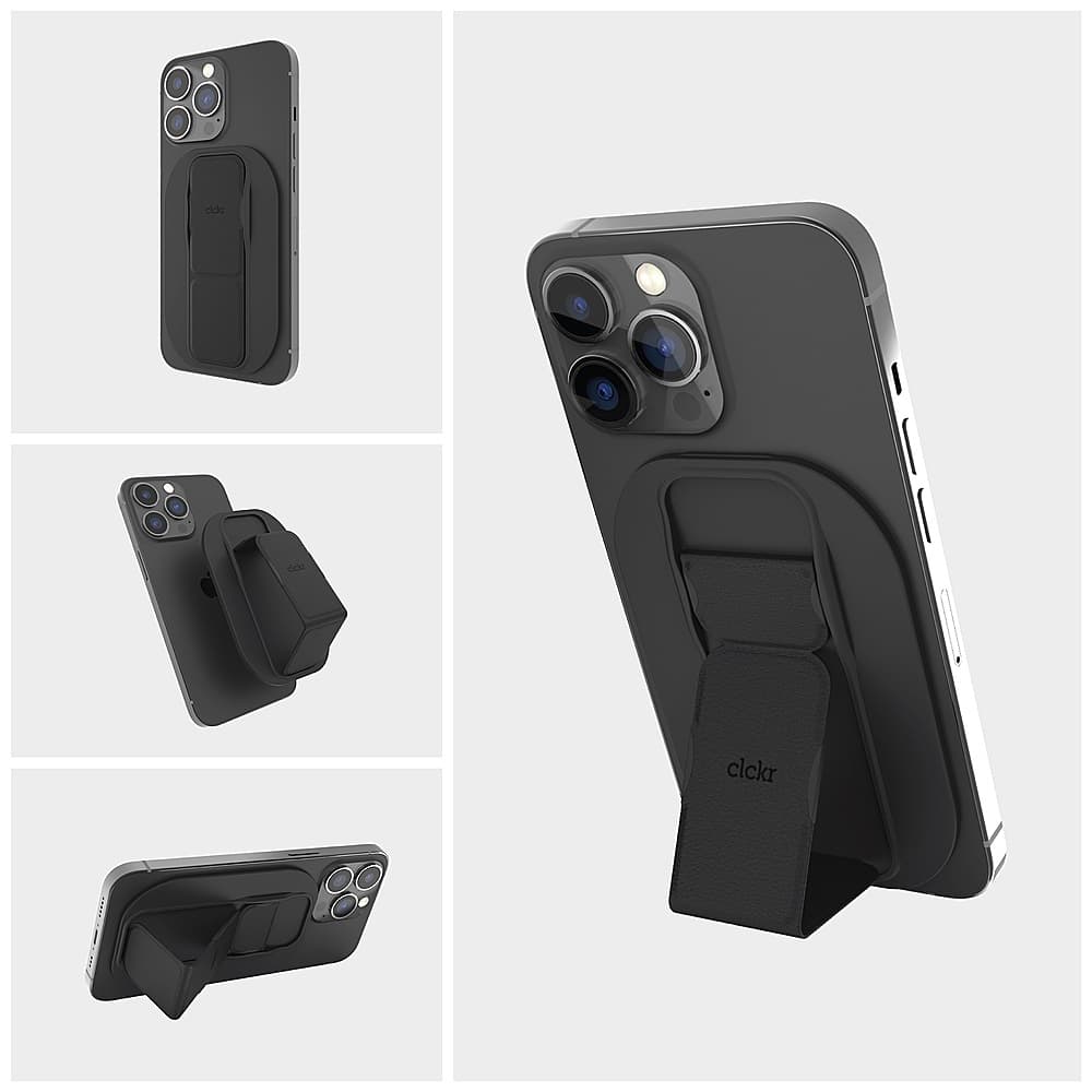 CLCKR - Phone Grip and Stand for MagSafe Compatible Phones - Black - Front_Zoom