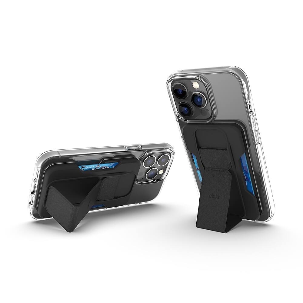 Alt View 11. CLCKR - Phone Grip and Stand Wallet for MagSafe Compatible Phones - Black.