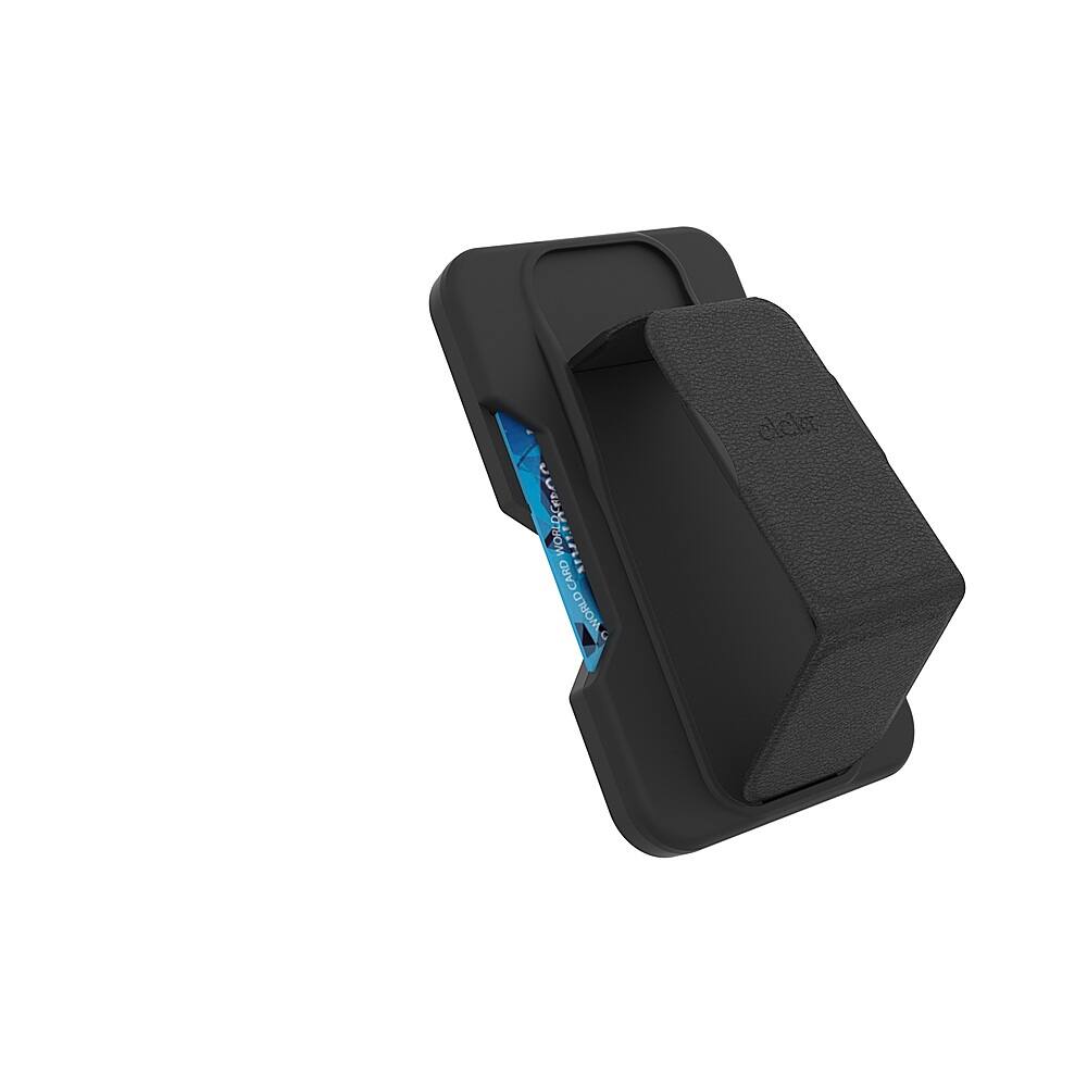 Left. CLCKR - Phone Grip and Stand Wallet for MagSafe Compatible Phones - Black.
