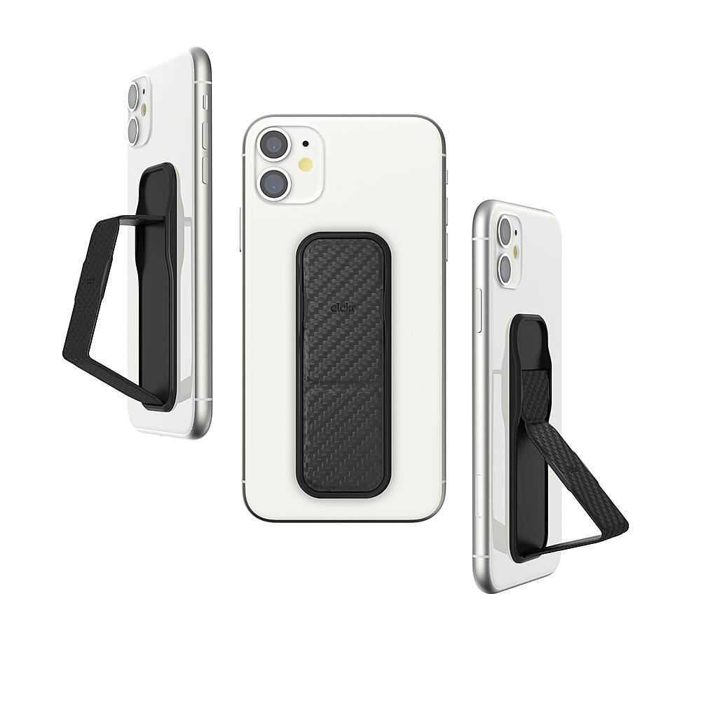 Left. CLCKR - Phone Grip and Stand for Most Cell Phones - Black.