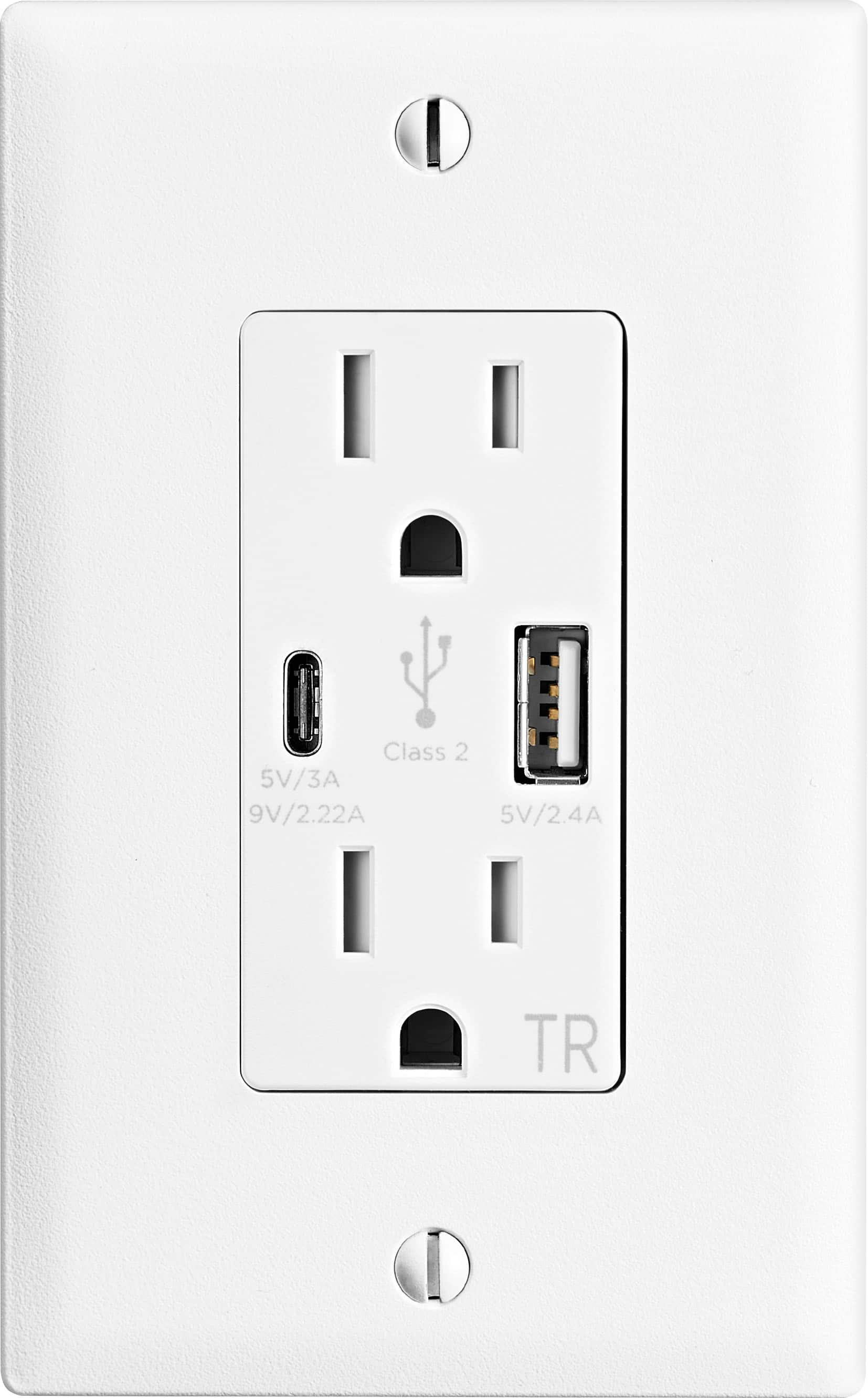 Dual USB Charger and 12V Receptacle White, OEM