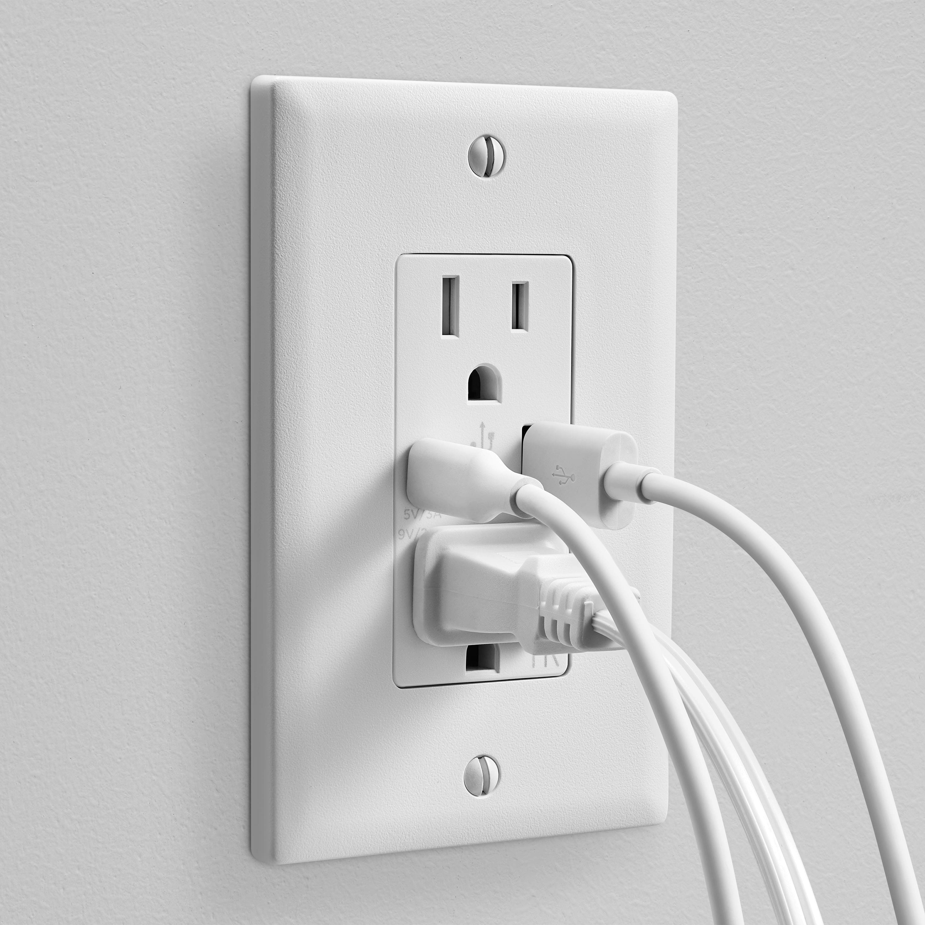 Alt View 16. Insignia™ - Dual AC and USB/USB-C In-Wall Outlet - White.
