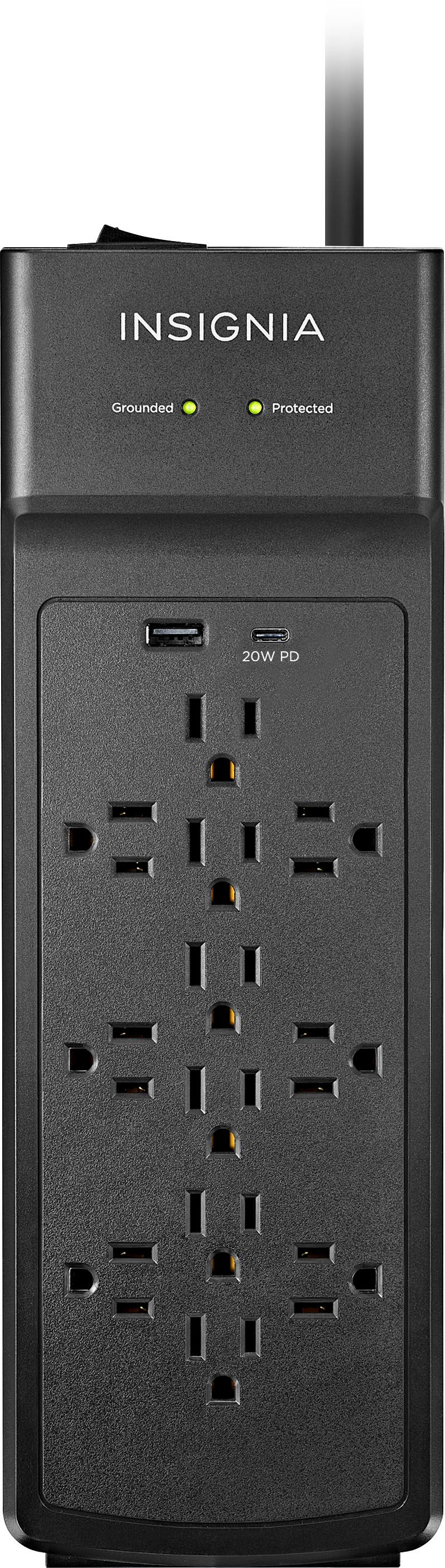Insignia™ 12-Outlet/1-USB-C/1-USB 3,600 Joules Surge Protector Strip Black  NS-HW505 - Best Buy