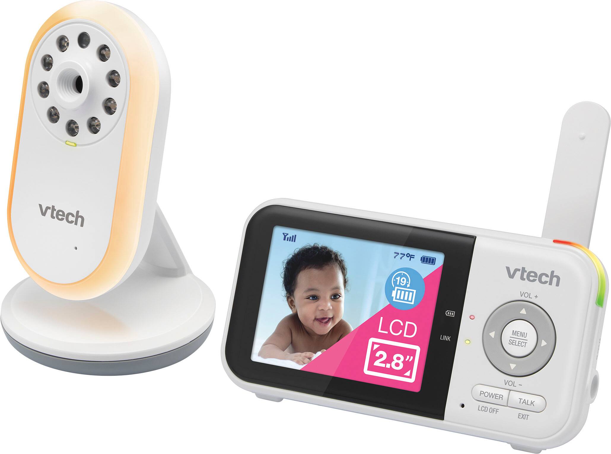 Angle. VTech - 2.8” Digital Video Baby Monitor with Night Light - White.