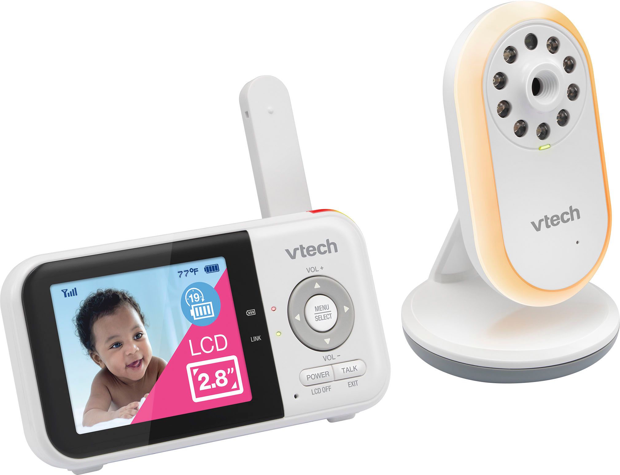 VTech 2.8” Digital Video Baby Monitor with Night Light White VM3258 - Best  Buy