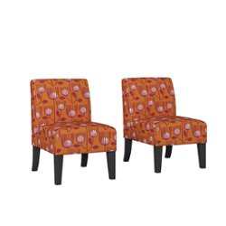 Handy Living - Rousse Classic Tulip Print Armless Chairs (set of 2) - Orange - Front_Zoom