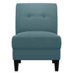 Front Zoom. Handy Living - George Transitional Linen Slipper Chair - Caribbean Blue.
