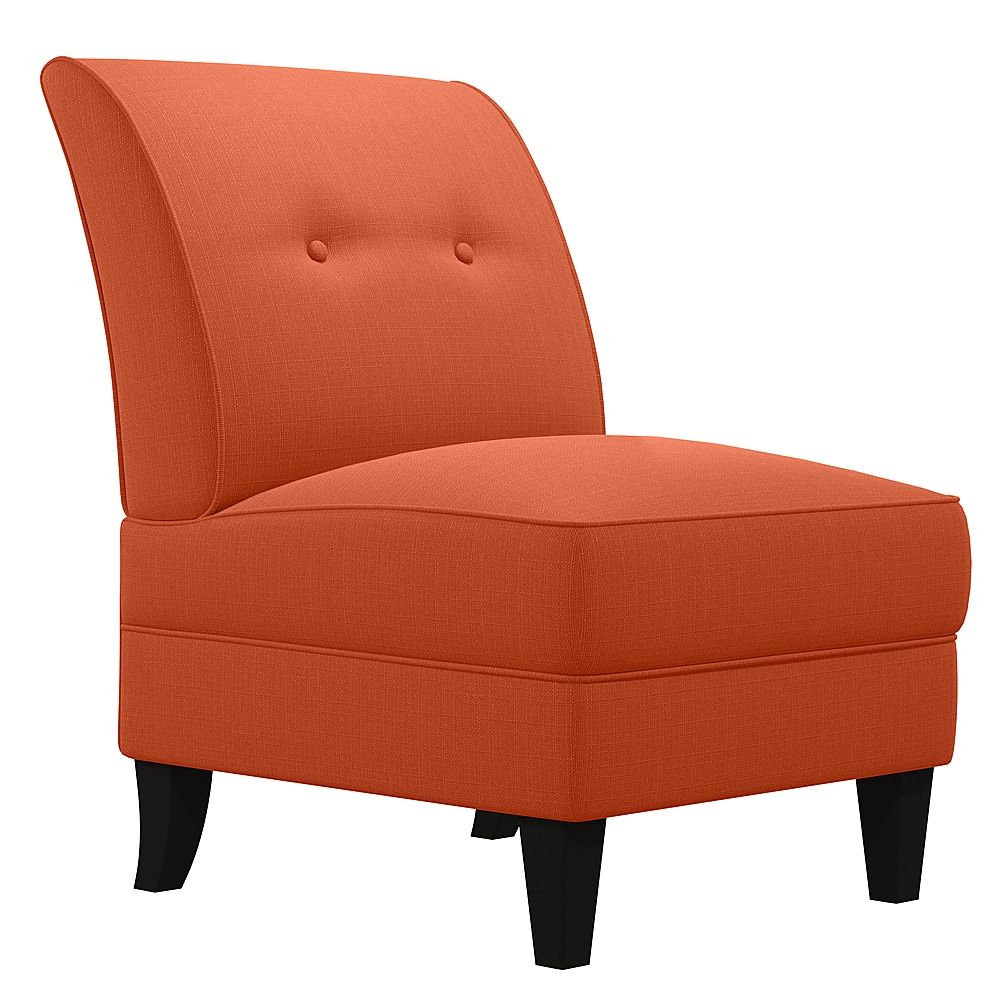 Angle View: Handy Living - George Transitional Linen Slipper Chair - Vibrant Orange