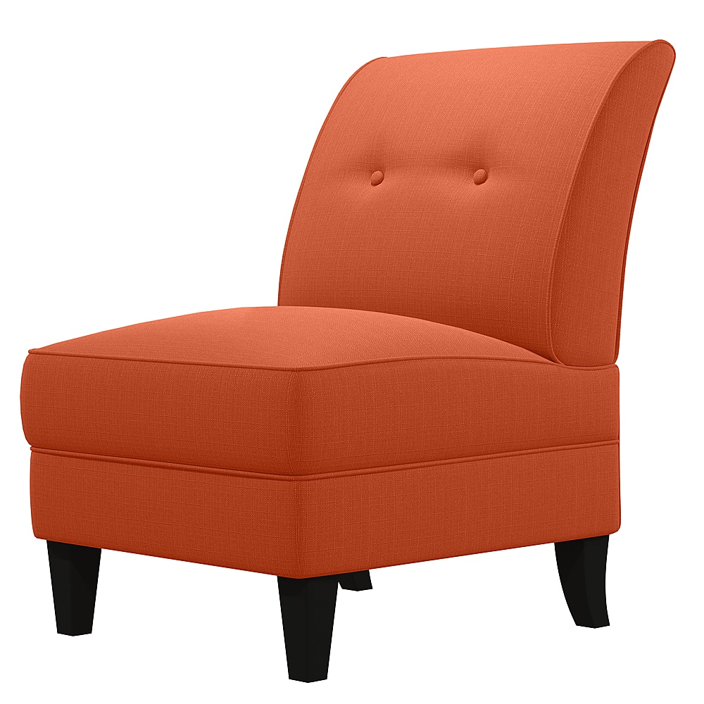 Left View: Handy Living - George Transitional Linen Slipper Chair - Vibrant Orange