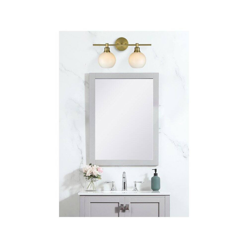 Alt View 5. Living District - Collier 2 Light Satin Gold and Frosted White Glass Wall Sconce - Satin Gold.