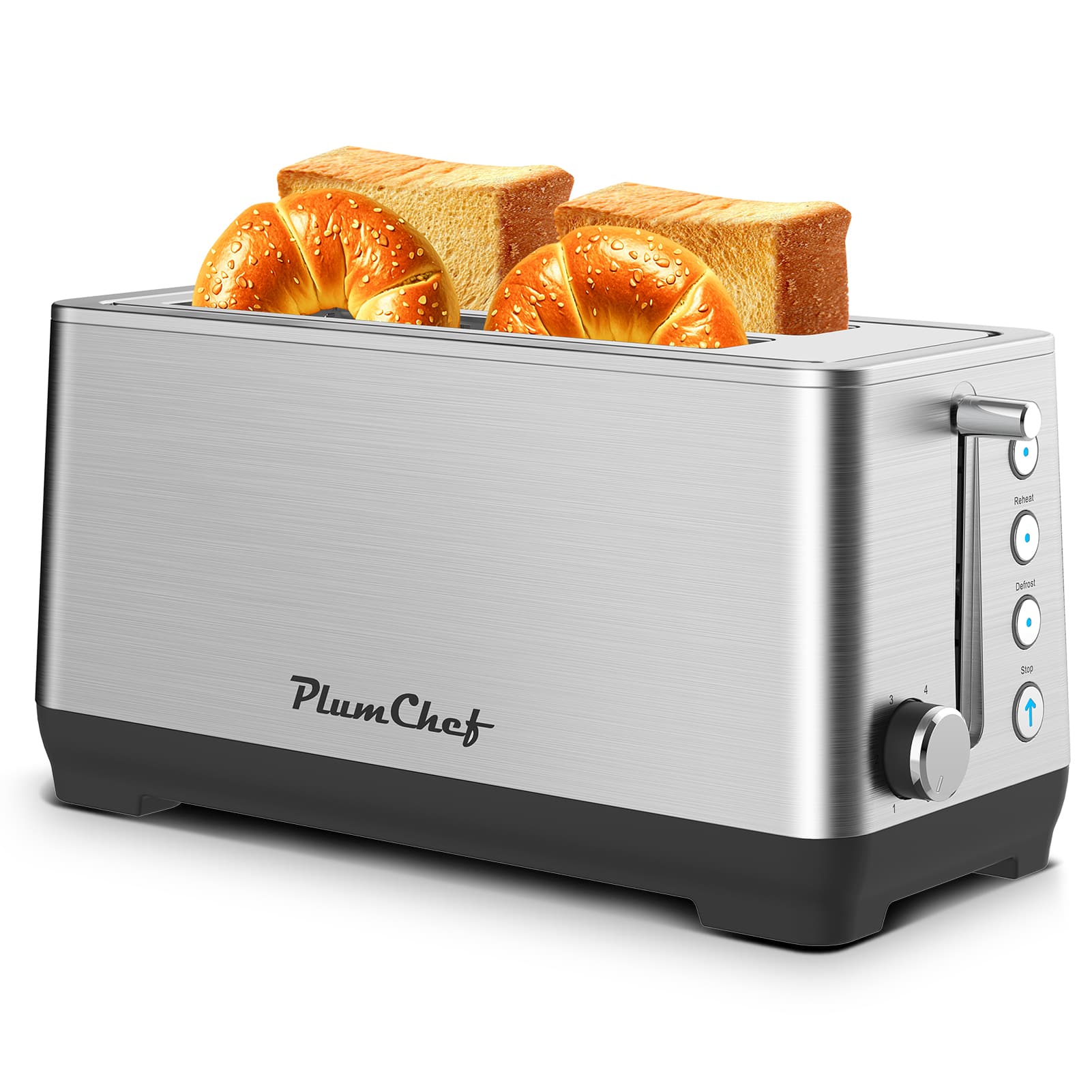 Dexmalle - Dexmalle-4-Slice Extra Wide Long Slot Toaster - Silver